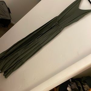 Green long dress, heavy and thick fabric